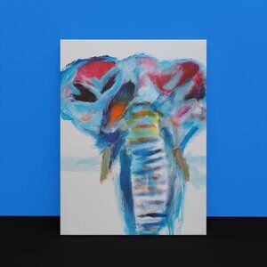 abstract elephant painting on canvas 16x20 free shipping